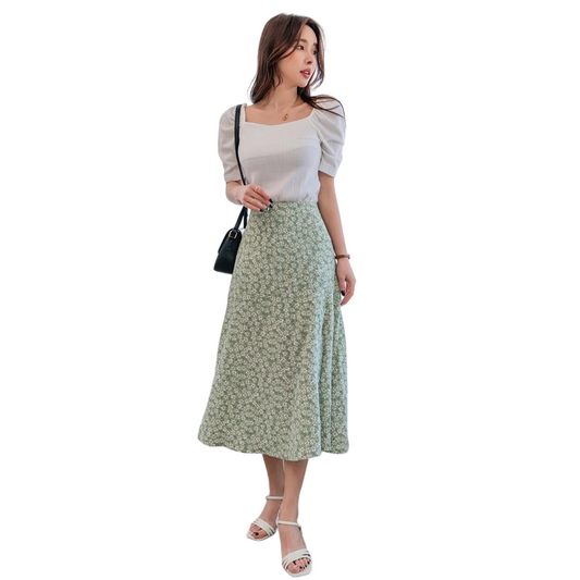 Allover Floral Print Split Thigh Skirt