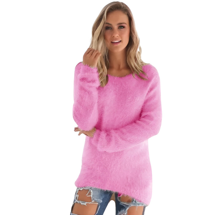 Long Sleeve Fuzzy Pullover Sweater