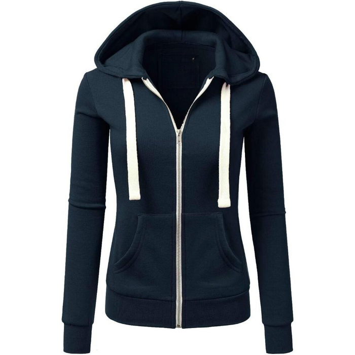 Zip Up Hooded Jacket With Drawstrings