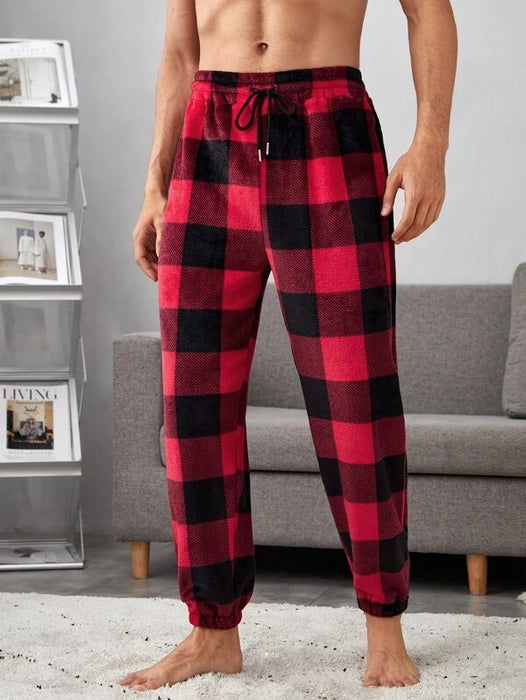 Plaid Print Drawstring Waist Pajama Pants