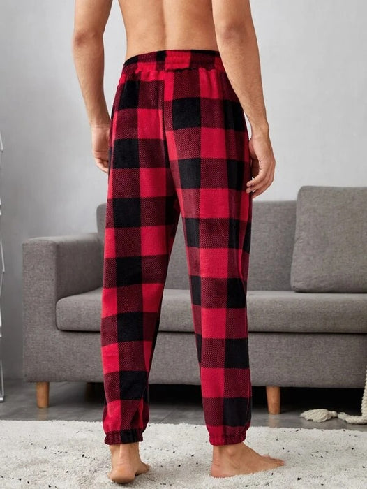 Plaid Print Drawstring Waist Pajama Pants