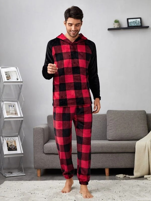 Plaid Print Drawstring Waist Pajama Pants