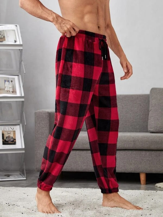 Plaid Print Drawstring Waist Pajama Pants