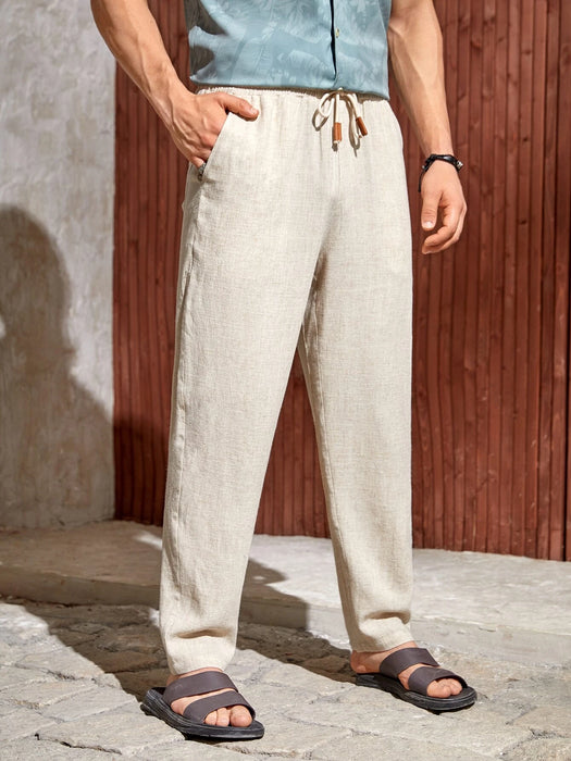 Solid Style Drawstring Pants