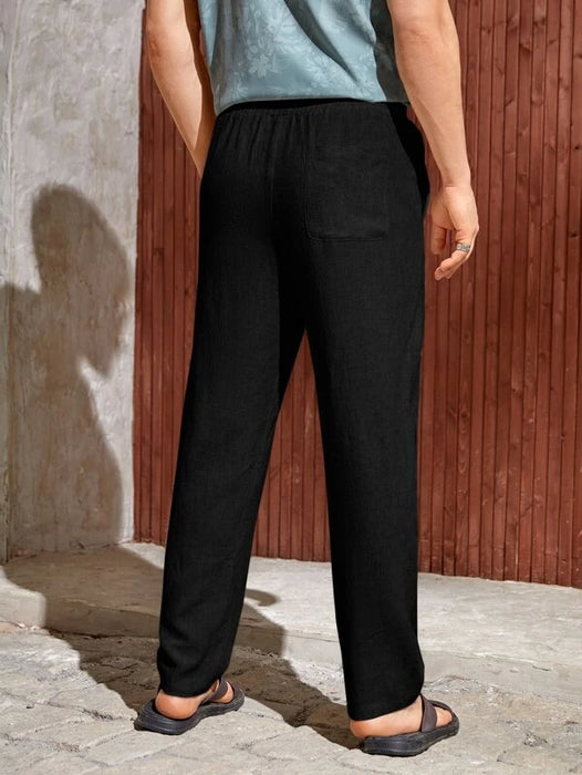 Solid Style Drawstring Pants