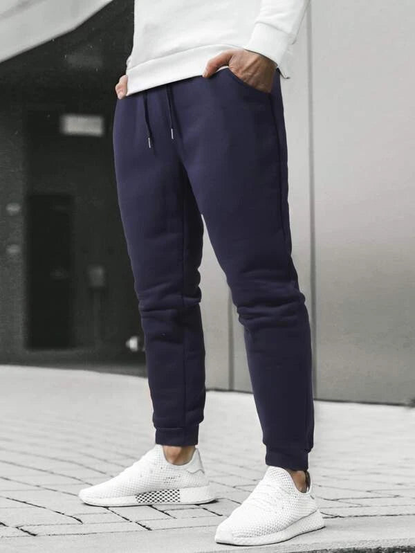 Solid Plain Sweatpants With Drawstring