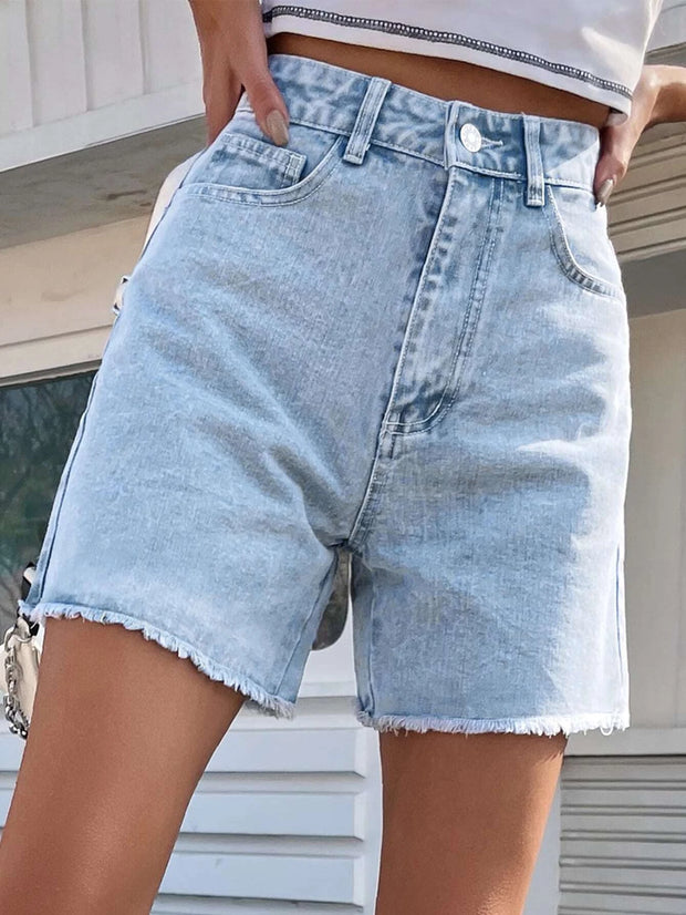 Regular Fit Casual Style Denim Shorts