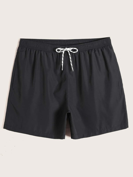 Drawstring Waist Solid Swim Trunks