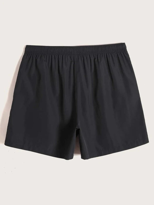 Drawstring Waist Solid Swim Trunks