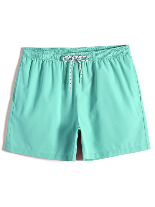 Drawstring Waist Solid Swim Trunks