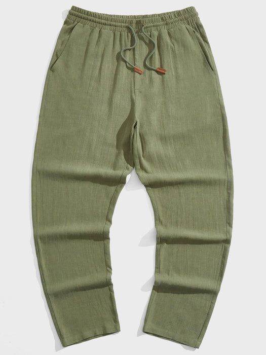 Solid Style Drawstring Pants