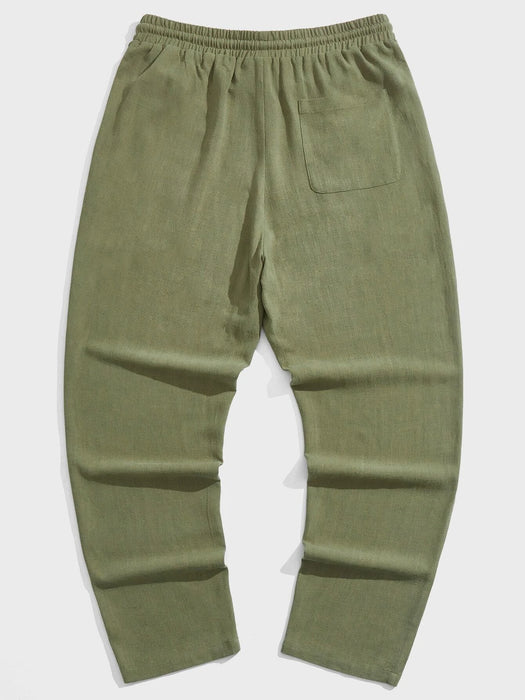 Solid Style Drawstring Pants