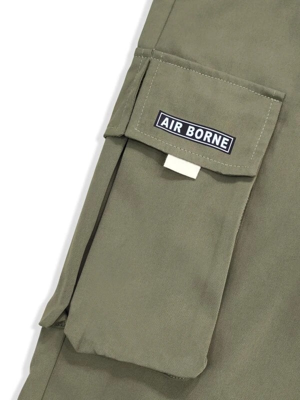 Letter Graphic Flap Pocket Cargo Pants