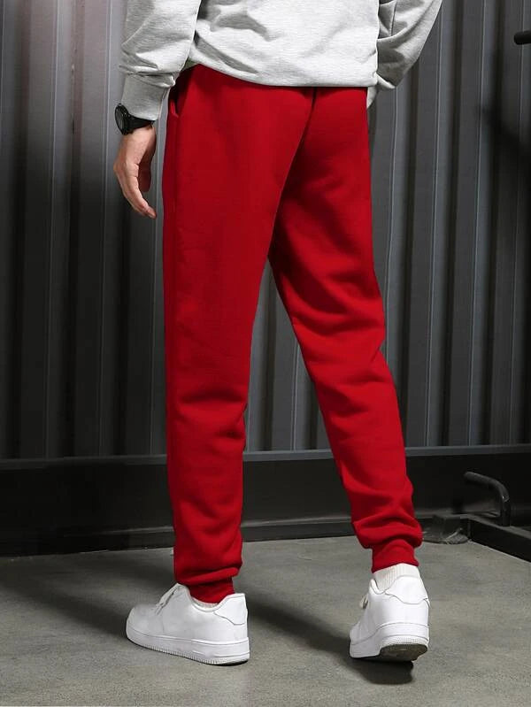 Solid Plain Sweatpants With Drawstring