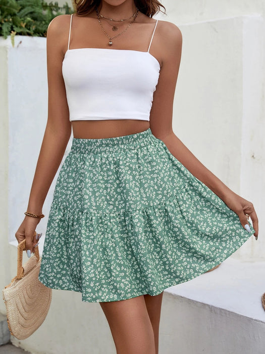 Ditsy Floral Ruffle Hem Skirt