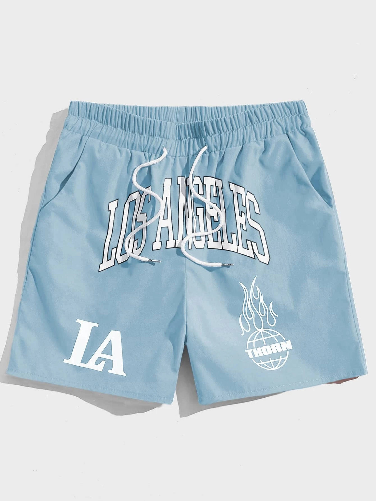 Letter Printed Shorts With Drawstring