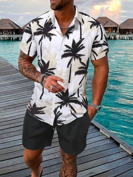 Coconut Tree Print Shirt And Shorts