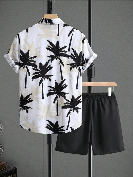 Coconut Tree Print Shirt And Shorts