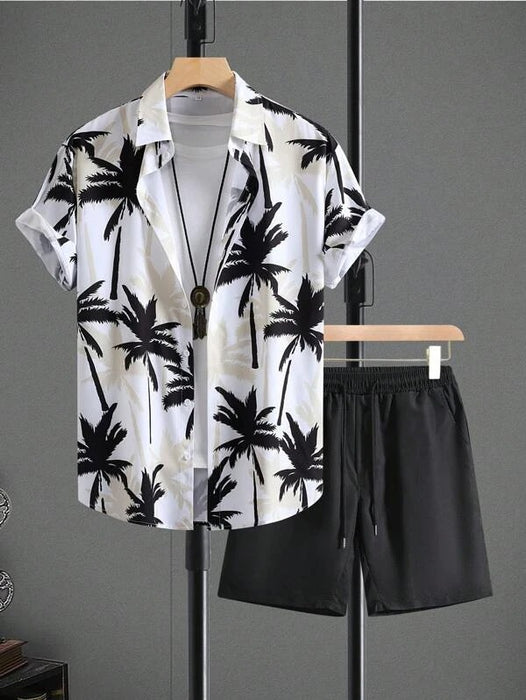 Coconut Tree Print Shirt And Shorts