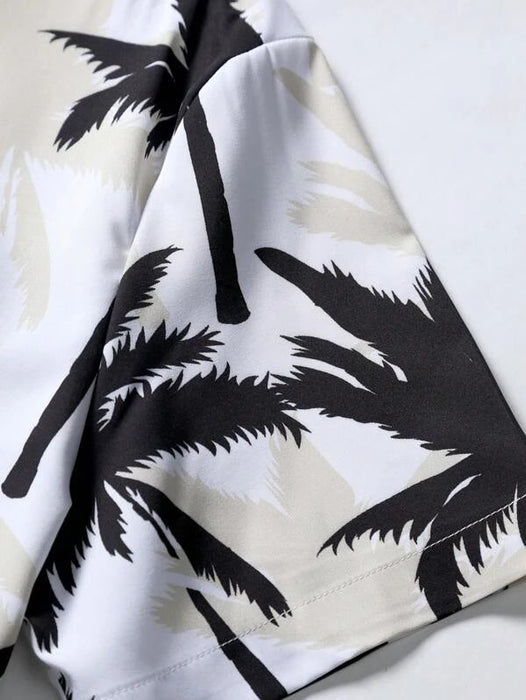 Coconut Tree Print Shirt And Shorts