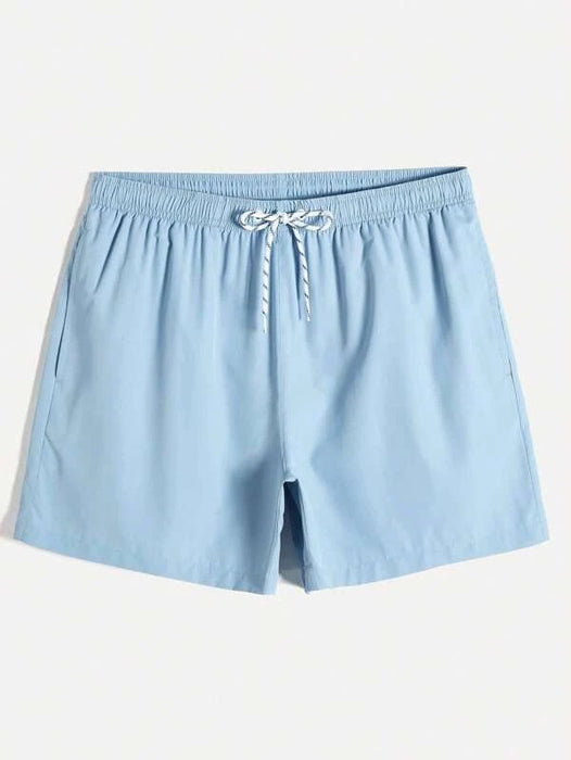 Drawstring Waist Solid Swim Trunks