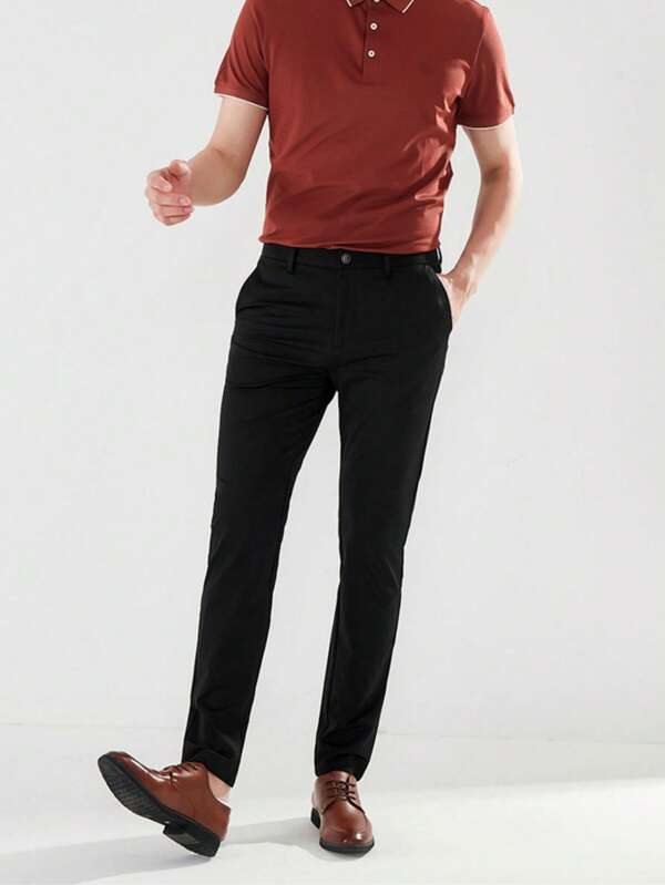 Solid Plain Pants With Pocket