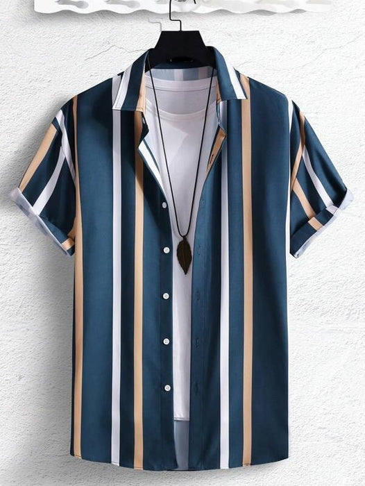 Striped Print Button Front Shirt