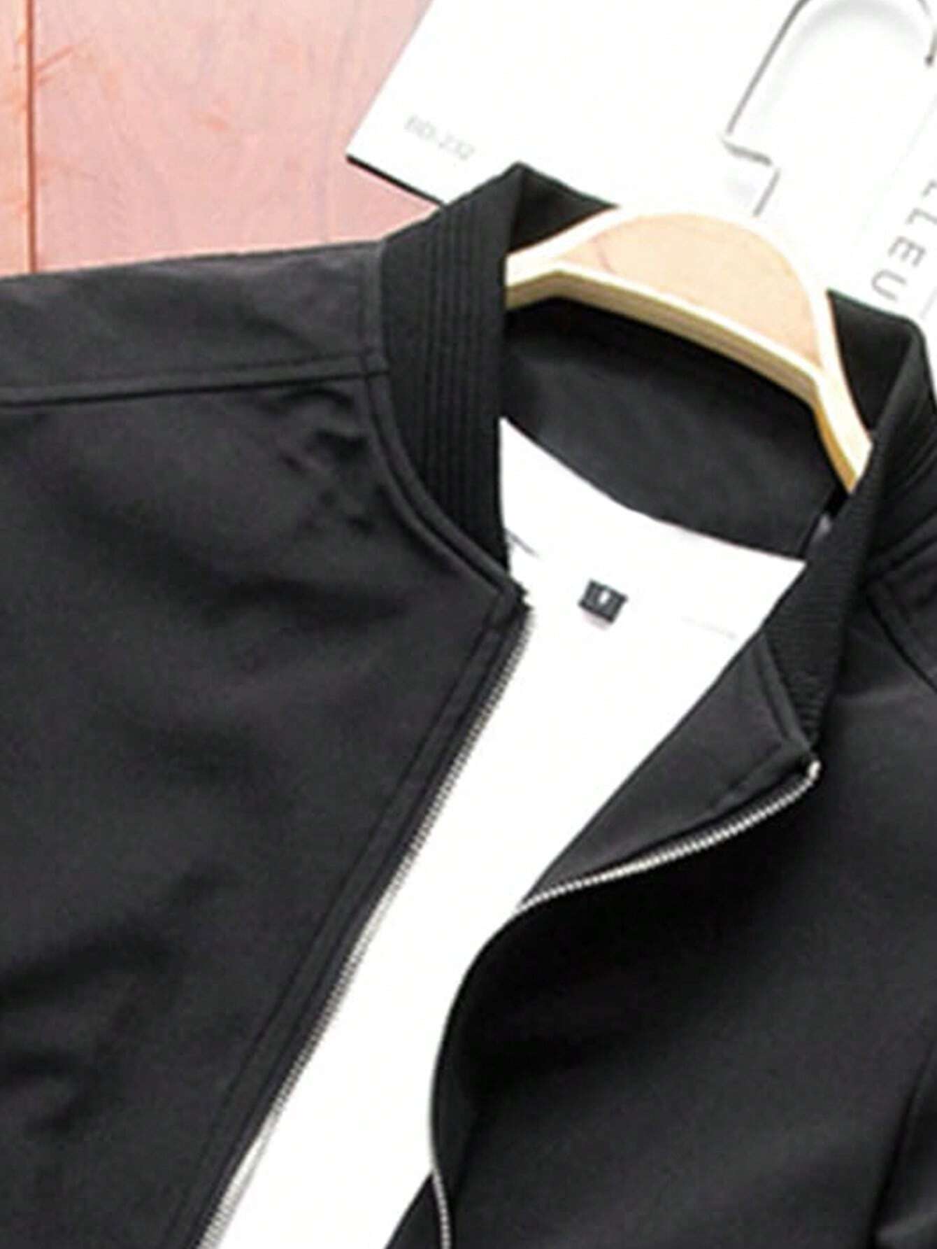 Plain Patterned Zip Up Jacket