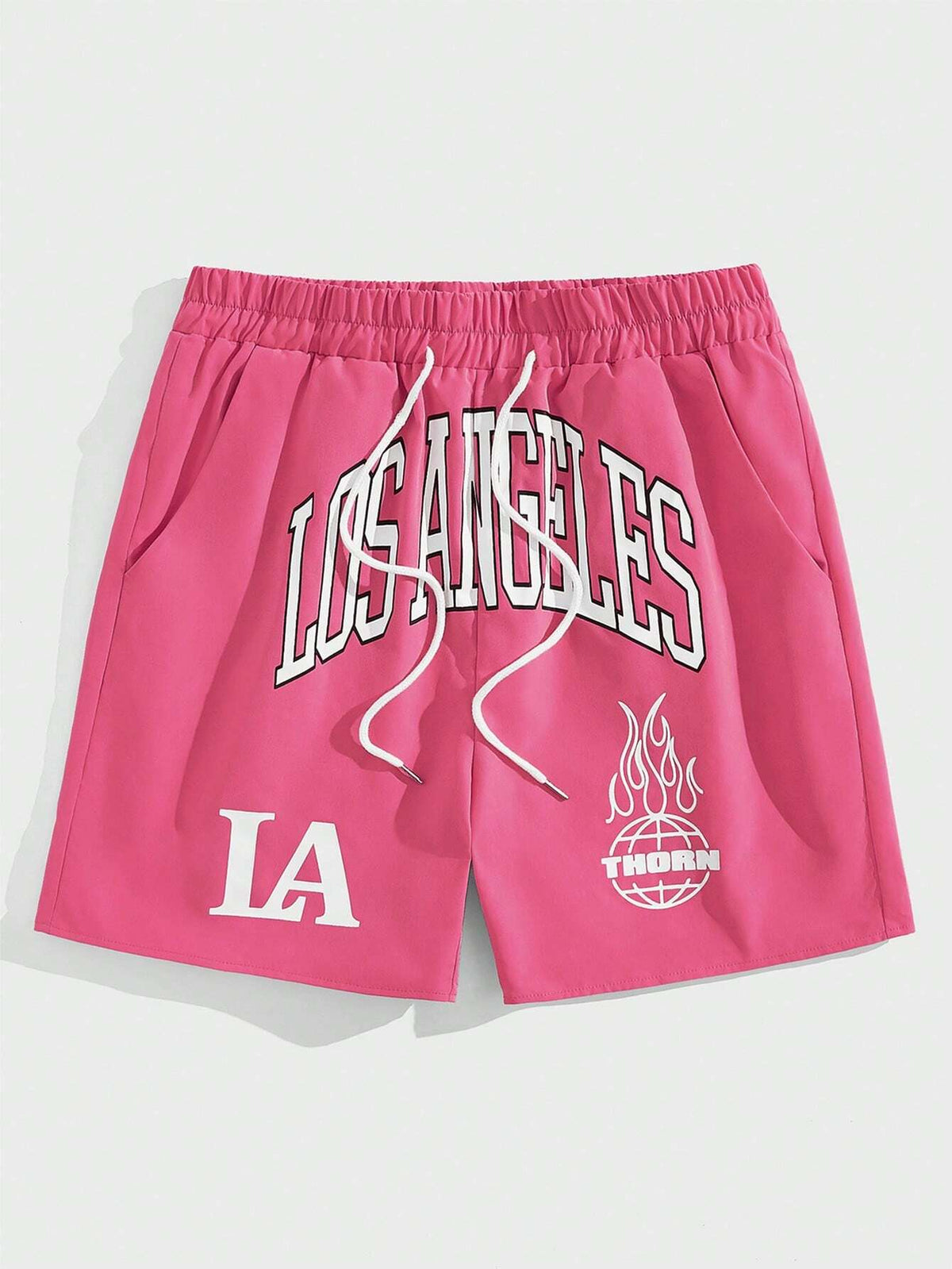Letter Printed Shorts With Drawstring