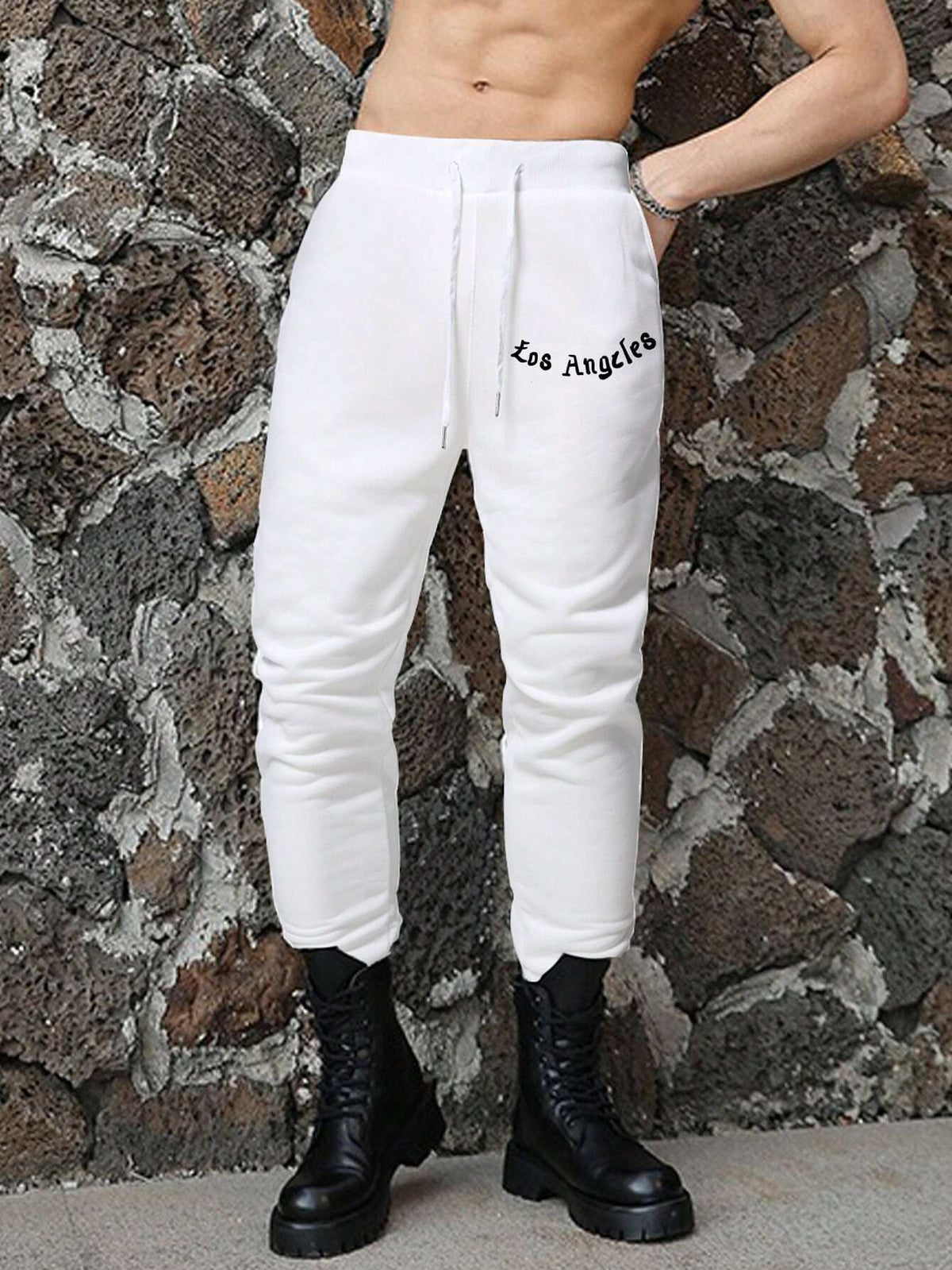 Letter Printed Pants With Drawstring