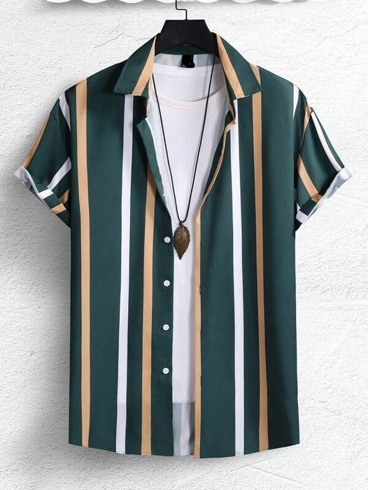 Striped Print Button Front Shirt