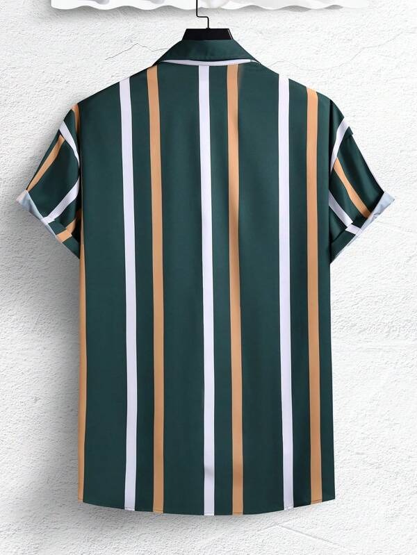 Striped Print Button Front Shirt