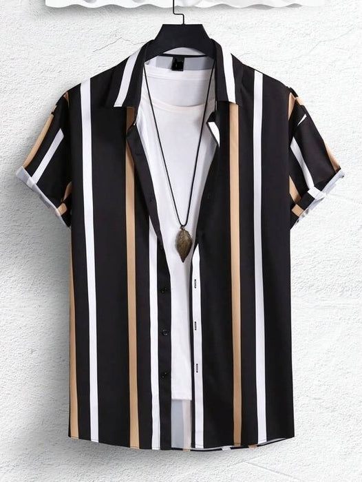 Striped Print Button Front Shirt