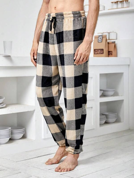 Plaid Print Drawstring Waist Pajama Pants