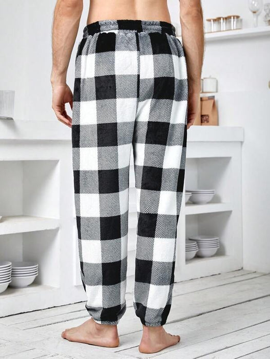 Plaid Print Drawstring Waist Pajama Pants