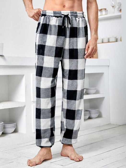 Plaid Print Drawstring Waist Pajama Pants