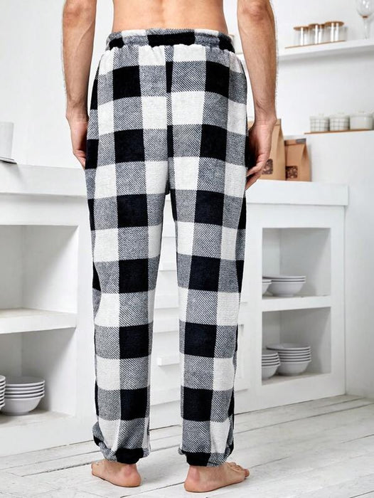 Plaid Print Drawstring Waist Pajama Pants