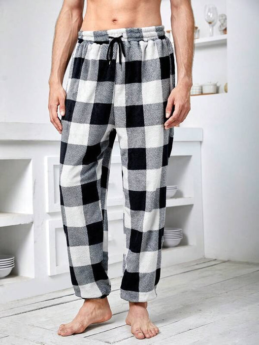 Plaid Print Drawstring Waist Pajama Pants