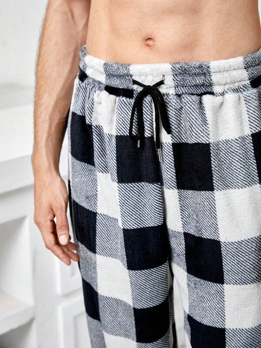 Plaid Print Drawstring Waist Pajama Pants