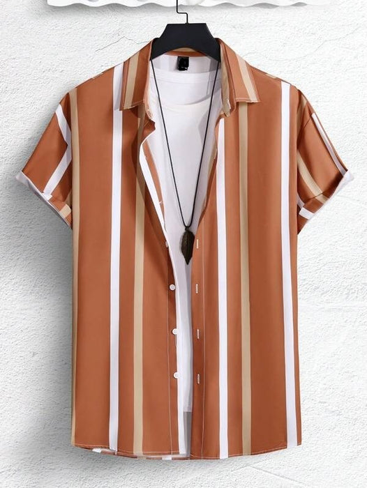 Striped Print Button Front Shirt