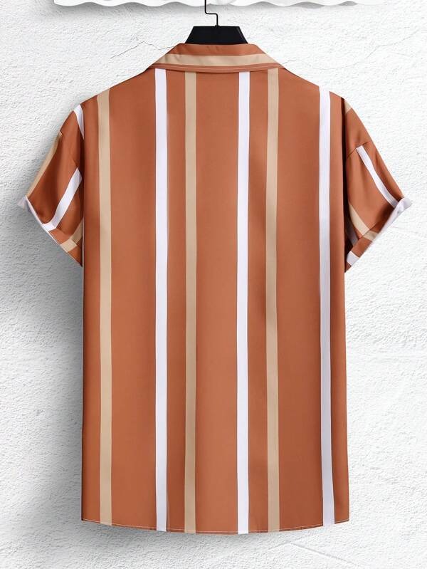Striped Print Button Front Shirt