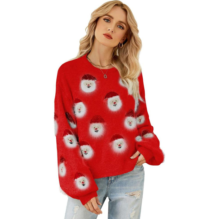 Santa Themed Knit Sweater for Christmas Celebrations