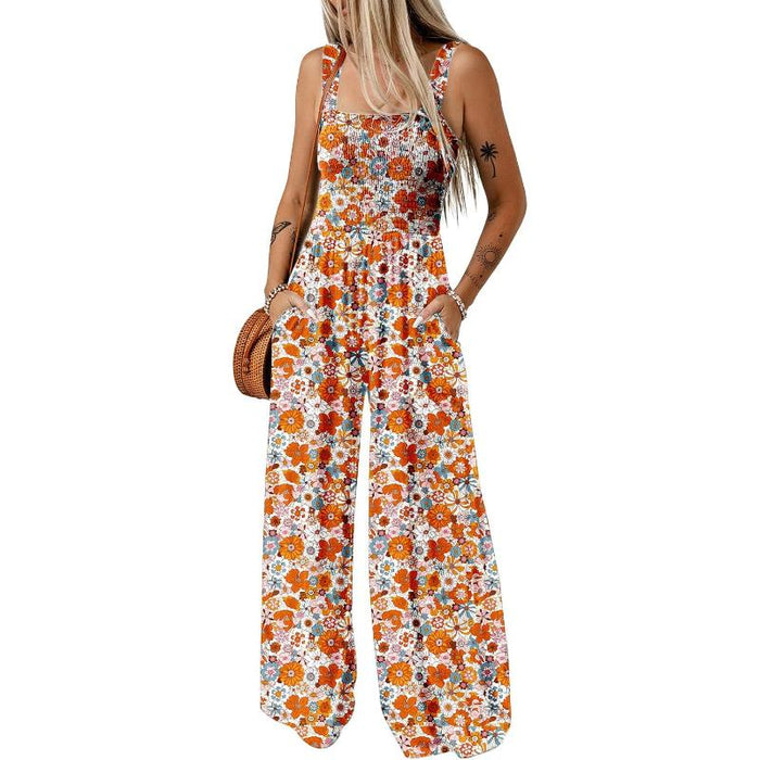 Sleeveless Floral Jumpsuit With Pockets