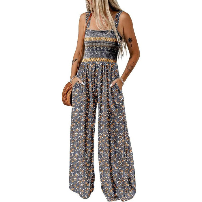 Sleeveless Floral Jumpsuit With Pockets