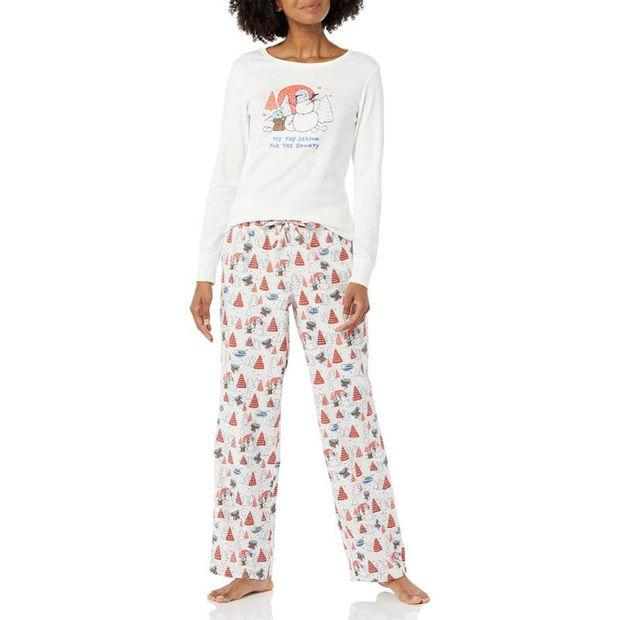 Flannel Pajama Two Piece Set With T Shirt