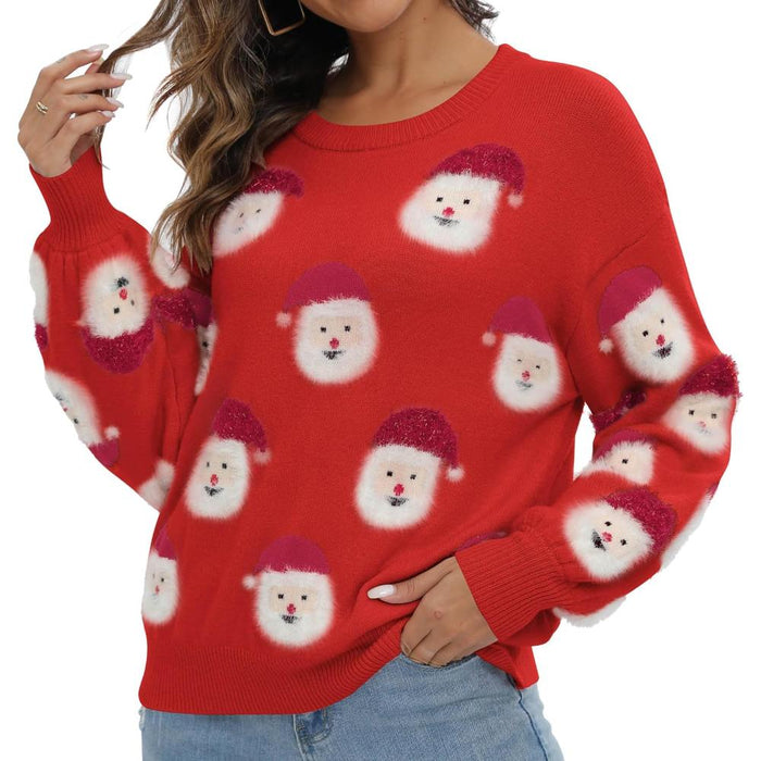 Festive Knitted Sweater With Christmas Holiday Theme