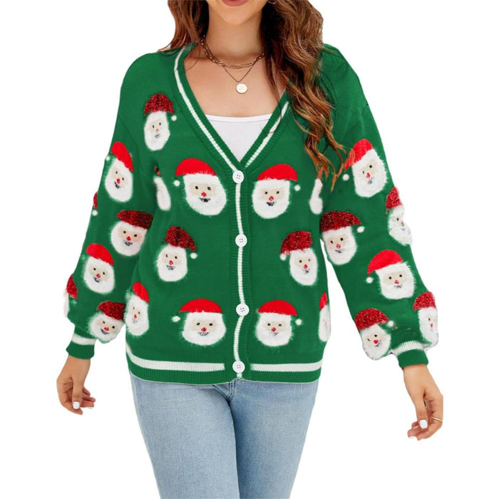 Christmas Holiday Cardigan With Button Closure