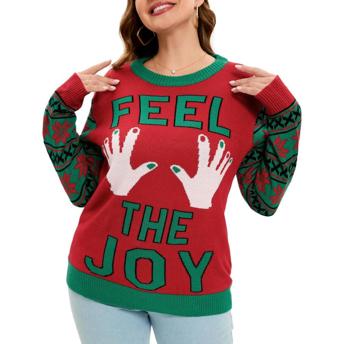 Whimsical Holiday Print Christmas Sweater