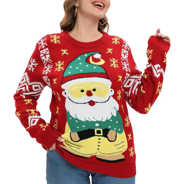 Whimsical Holiday Print Christmas Sweater