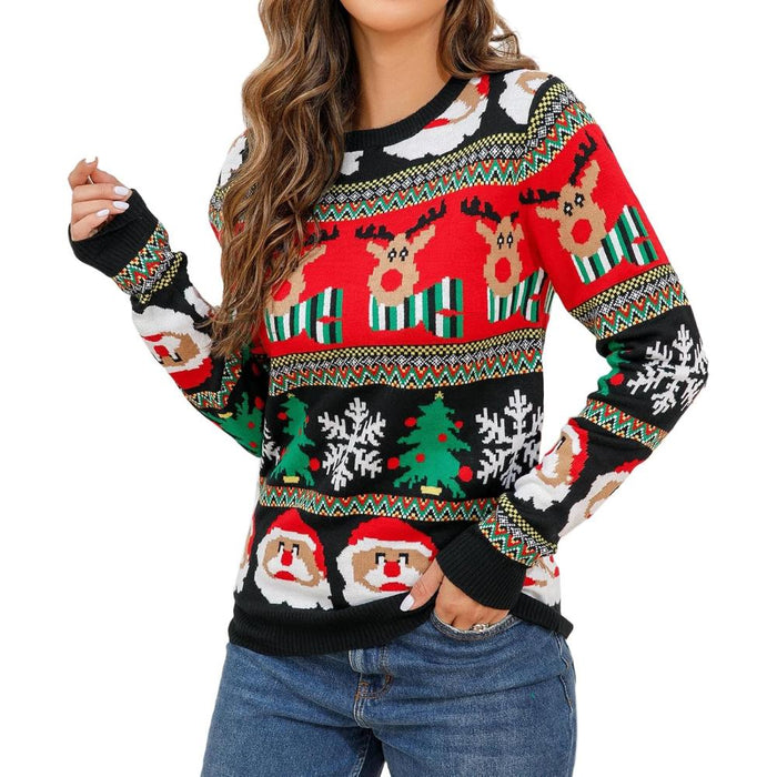 Whimsical Holiday Print Christmas Sweater